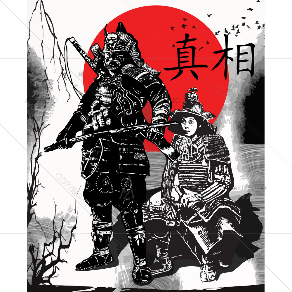 Japan Warriors Portrait — custom-size art design 5010567