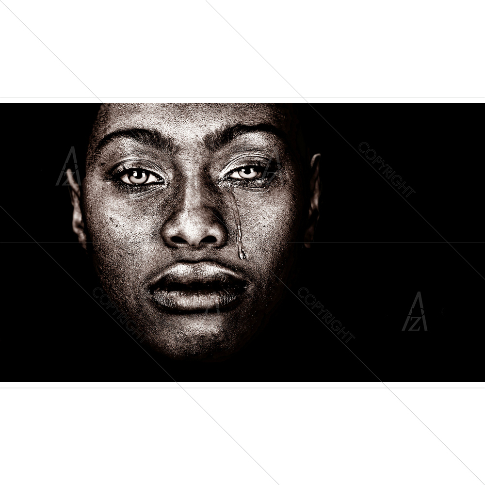 Afro American Woman Crying — custom-size art design 5010568