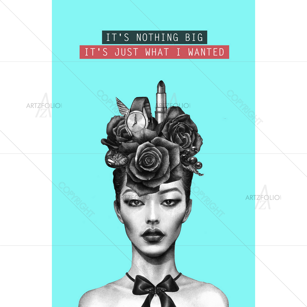 Female Face and Gifts — custom-size art design 5010569