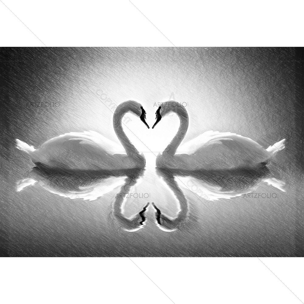 Two Romantic Swans — custom-size art design 5010570