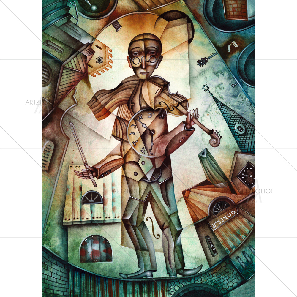 Fiddler Plays Violin D1 — Devotional custom art by ArtzFolio