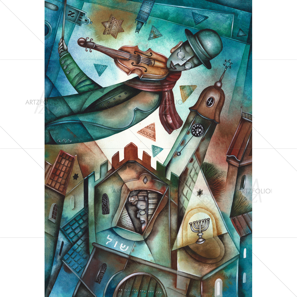 Jewish Fiddler Plays Violin — custom-size art design 5010578