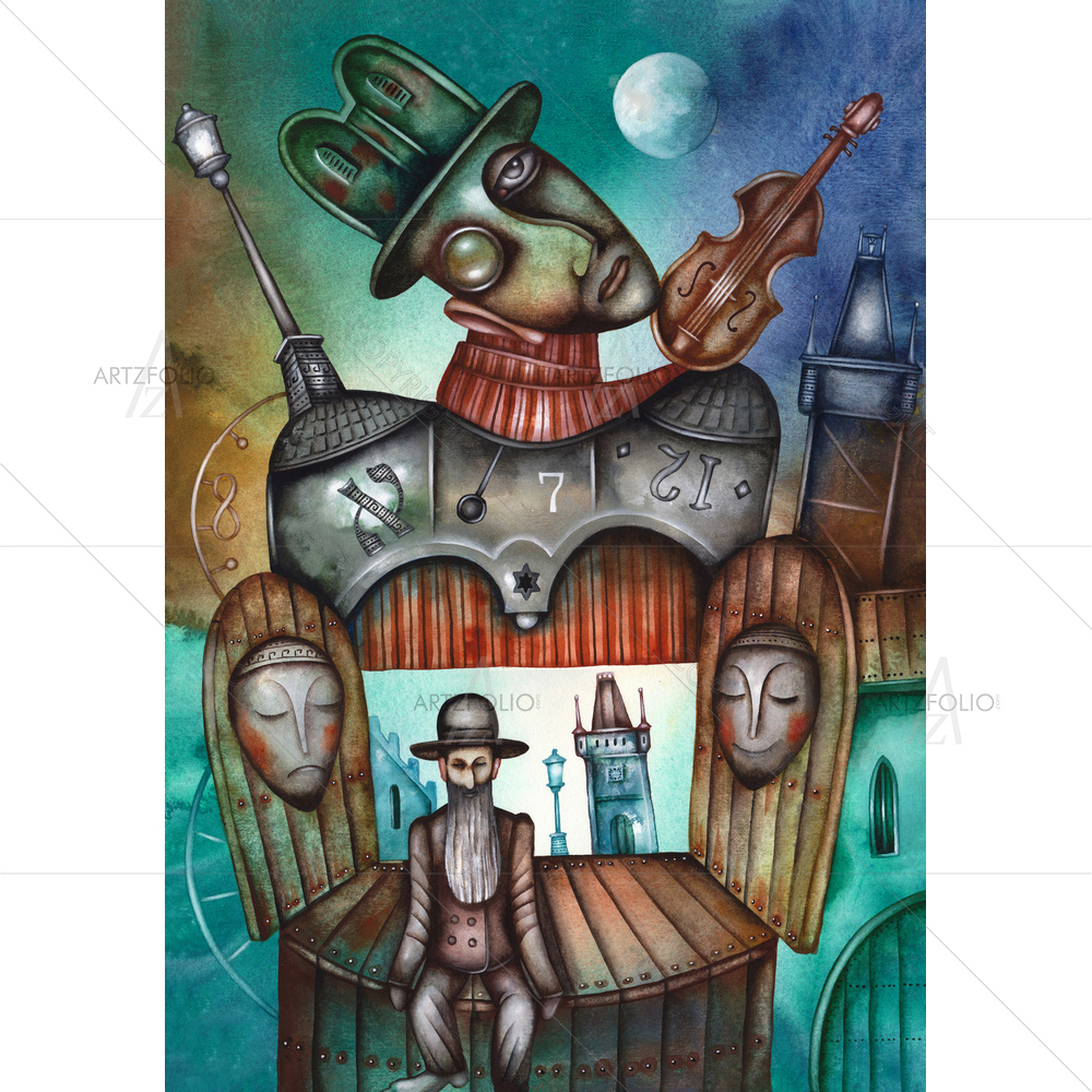 Fiddler Plays Violin D2 — custom-size art design 5010579