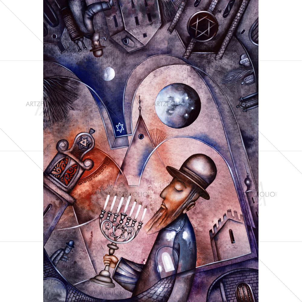 Religious Jew Praying D2 — Devotional custom art by ArtzFolio