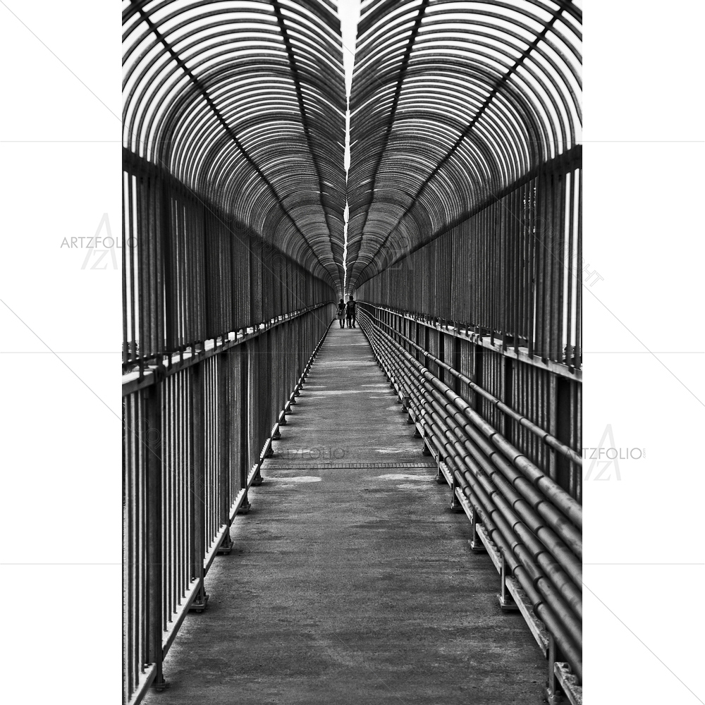 Black & White Bridge Tunnel — Abstract custom art by ArtzFolio