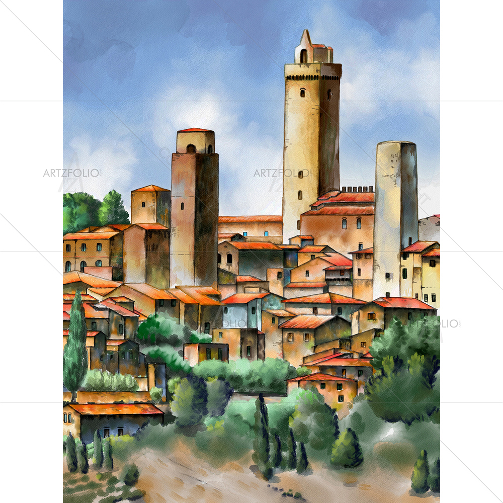 San Gimignano, Tuscany, Italy — Abstract custom art by ArtzFolio