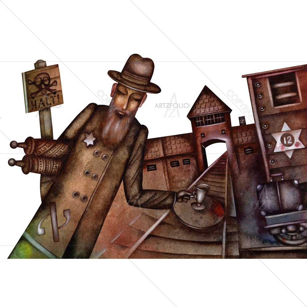 Holocaust with Old Jewish Man — Ancient custom art by ArtzFolio