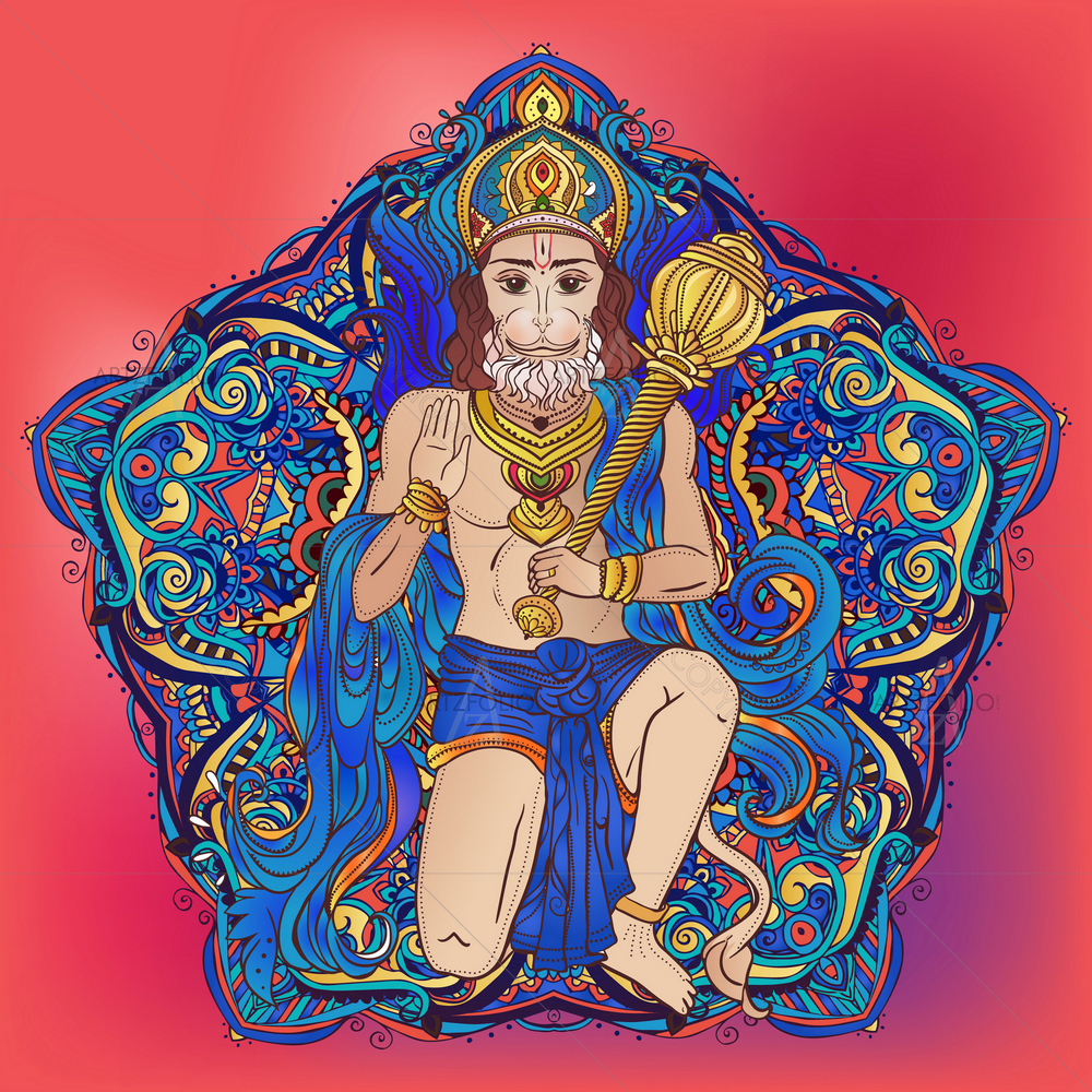 Hindu God Hanuman D1 — Devotional custom art by ArtzFolio