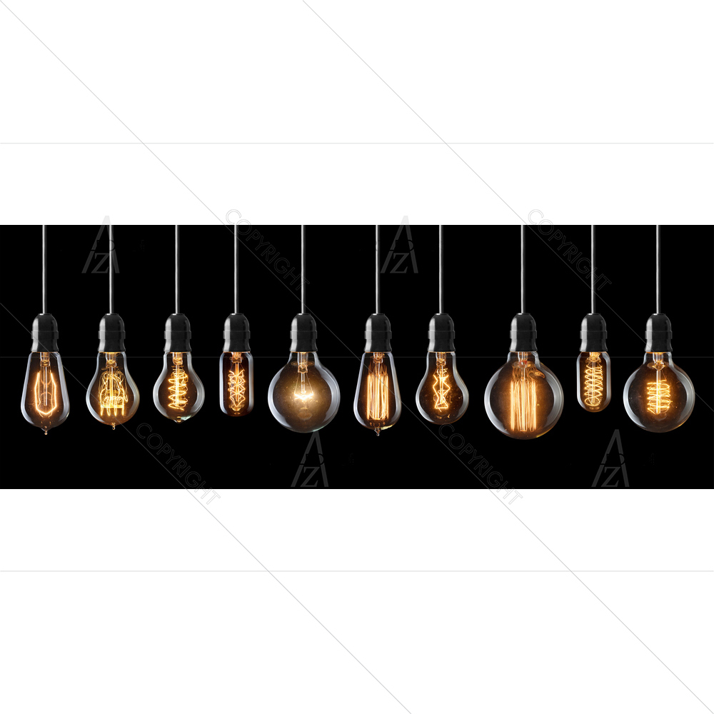 Vintage Glowing Light Bulbs — custom-size art design 5010618
