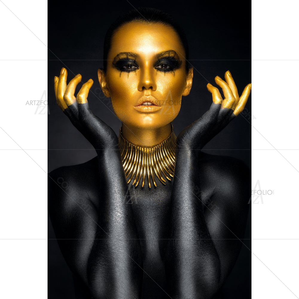 Gold & Black Woman Portrait — custom-size art design 5010626