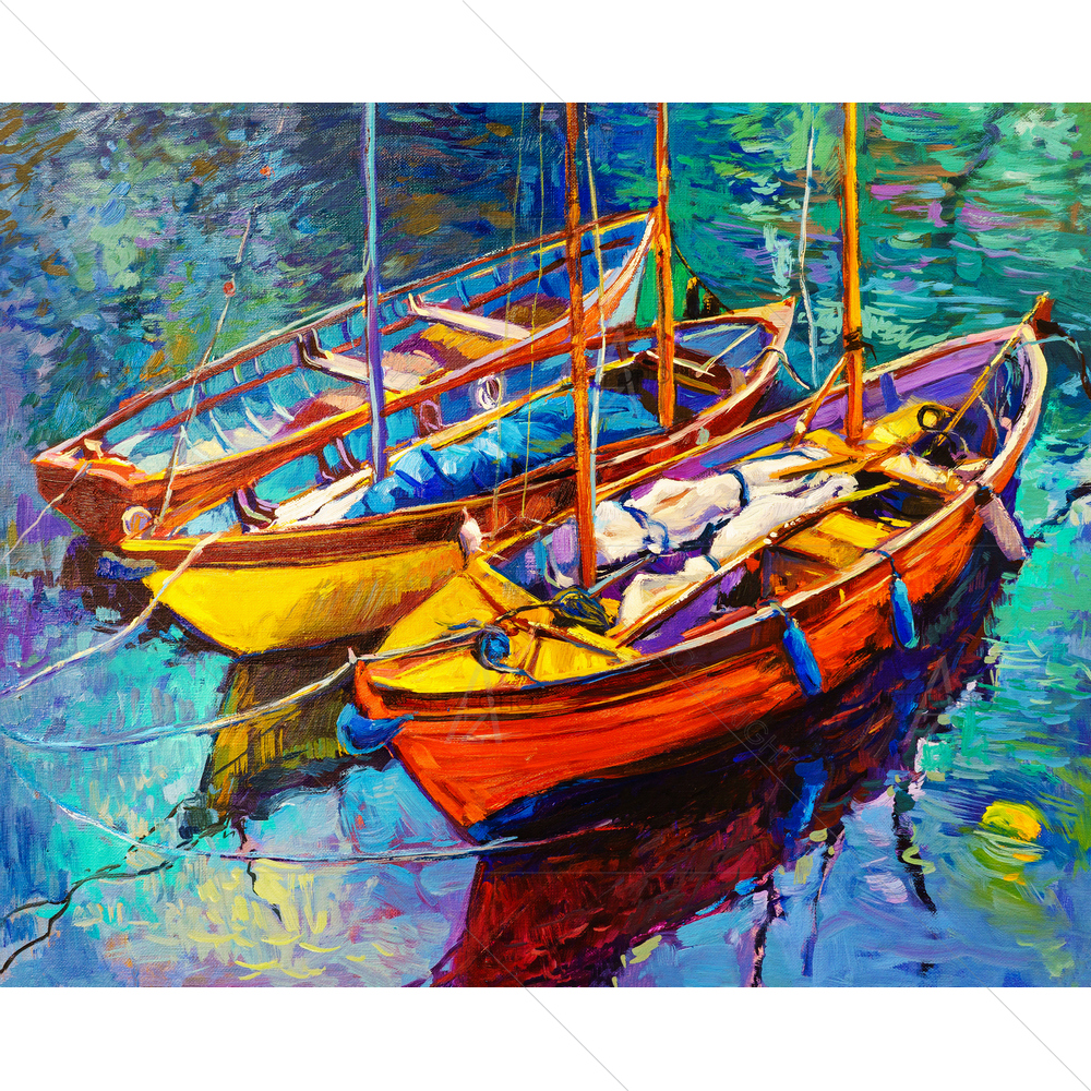 Boats & Sunset — Abstract custom art by ArtzFolio