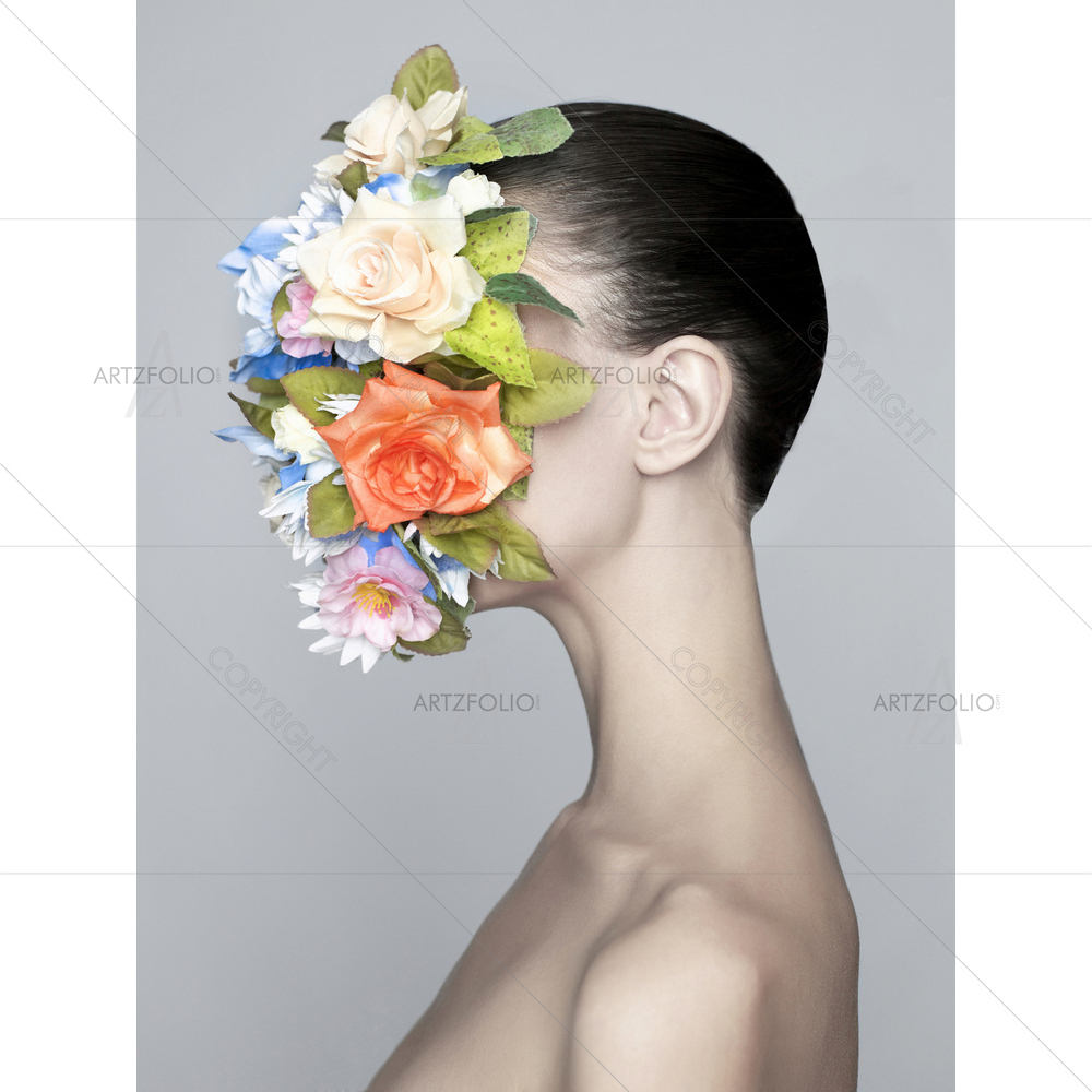 Lady with Flowers on her Face — Botanical custom art by ArtzFolio