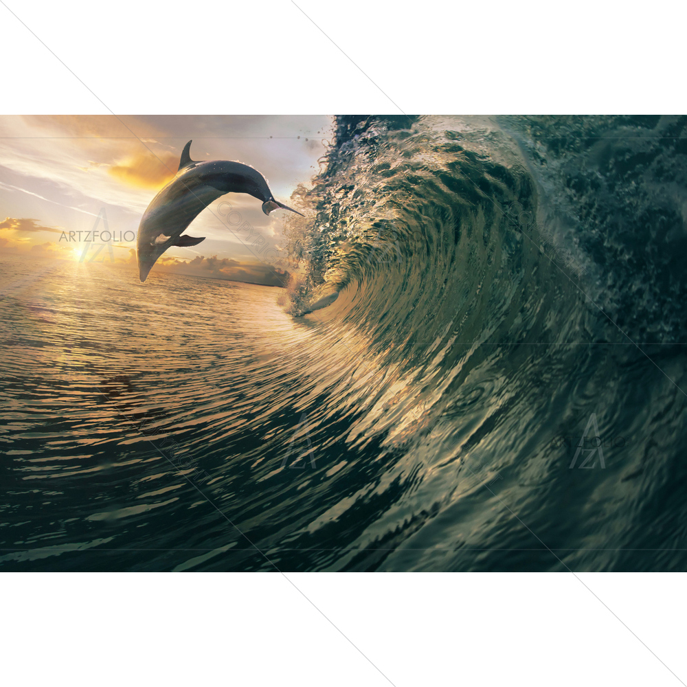 Dolphin Leaping in Ocean — Animals custom art by ArtzFolio