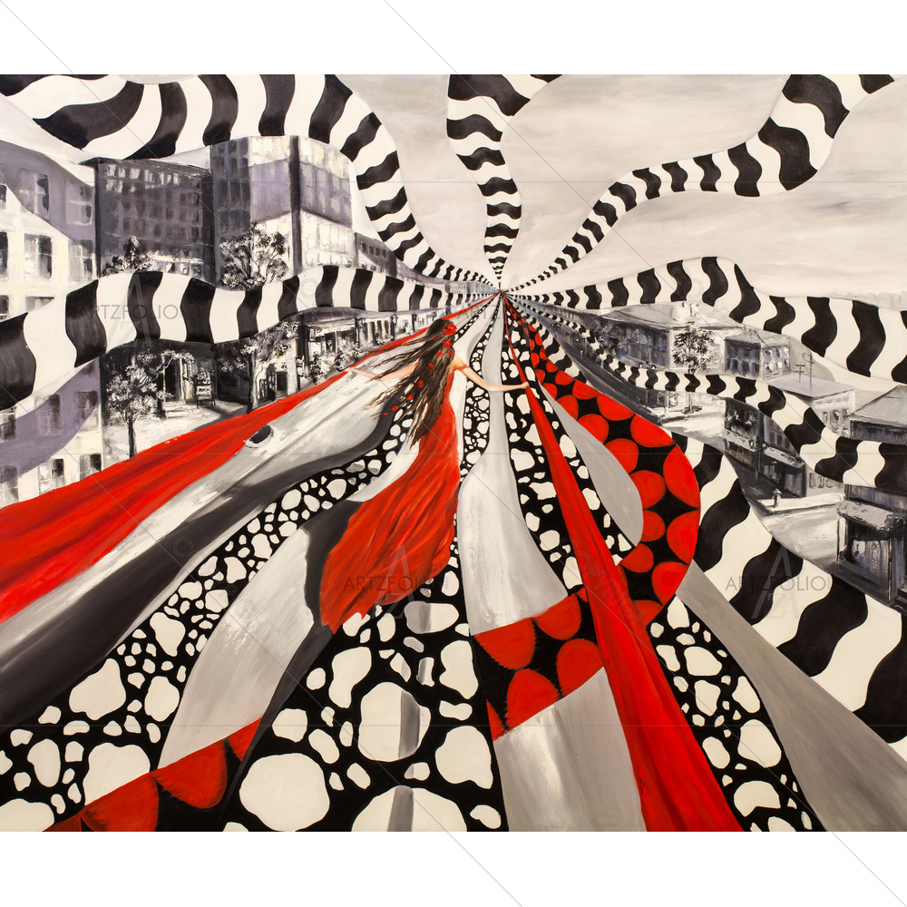 Girl Wrapped In Ribbons — Abstract custom art by ArtzFolio