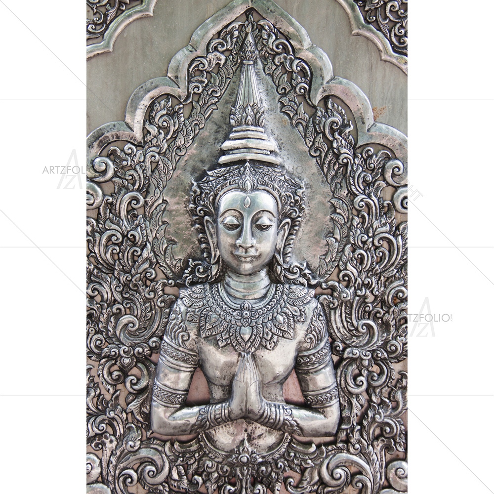 Silver Carving Art on Temple Wall, Thailand — Devotional custom art by ArtzFolio