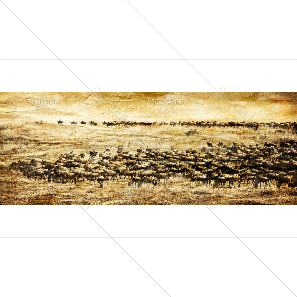 Blue Wildebeest Herd, Maasai Mara National Park, Kenya — custom-size art design 5010650