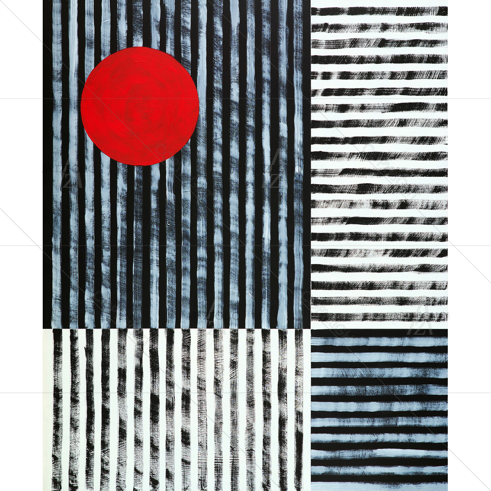 Abstract Stripes With Red Disc — custom-size art design 5010656