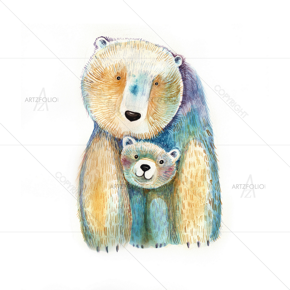 Watercolor Mama Bear — Animals custom art by ArtzFolio
