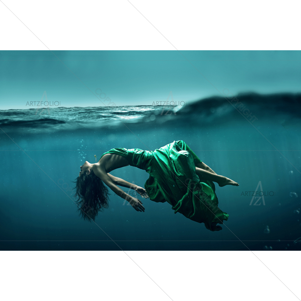 Woman Floating Underwater — custom-size art design 5010681
