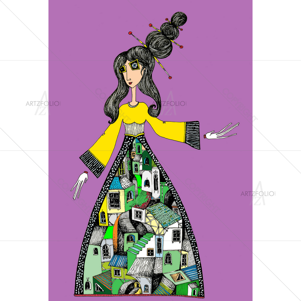 Woman with Elegant Dress — custom-size art design 5010704
