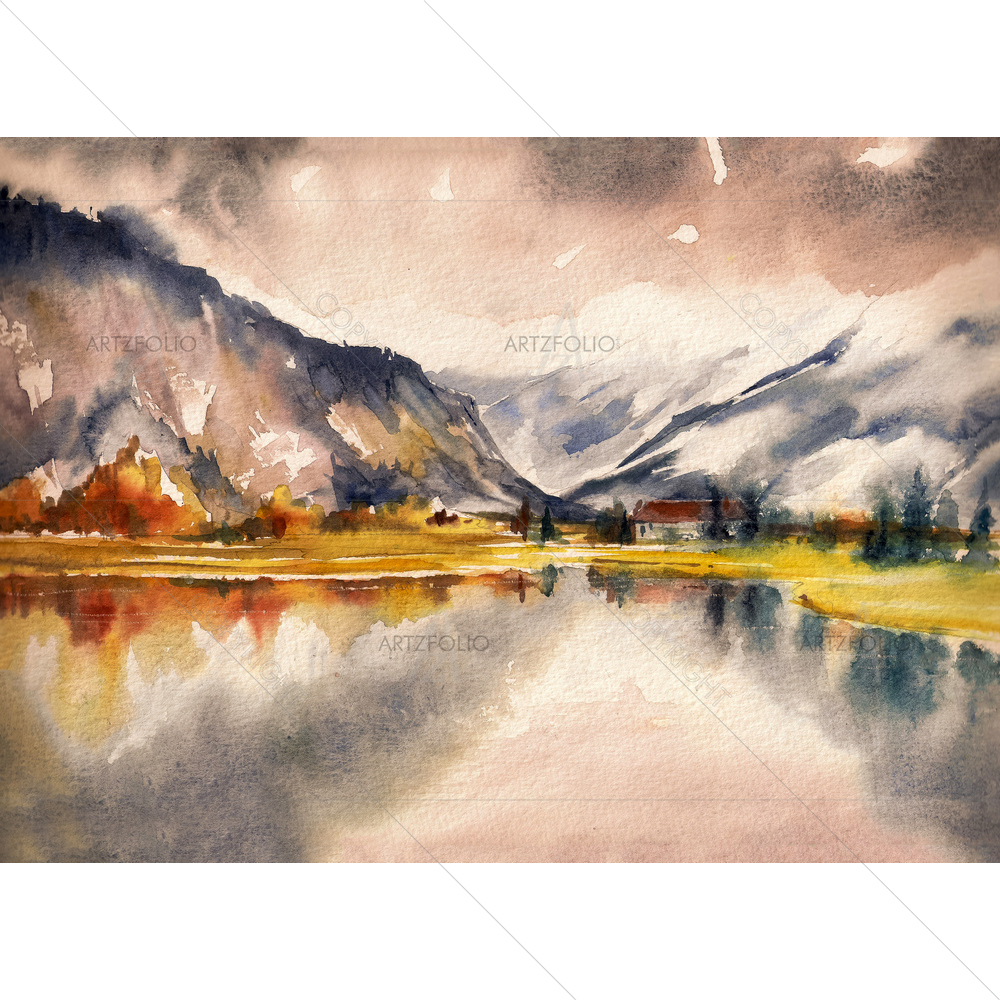 Watercolor Autumn Landscape — custom-size art design 5010711