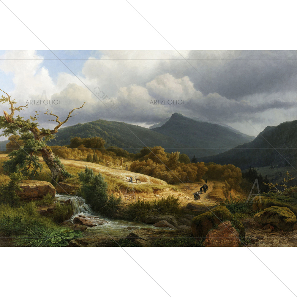 Cemetery at Baden-Baden, Pierre Louis Dubourcq, 1855 — Ancient custom art by ArtzFolio