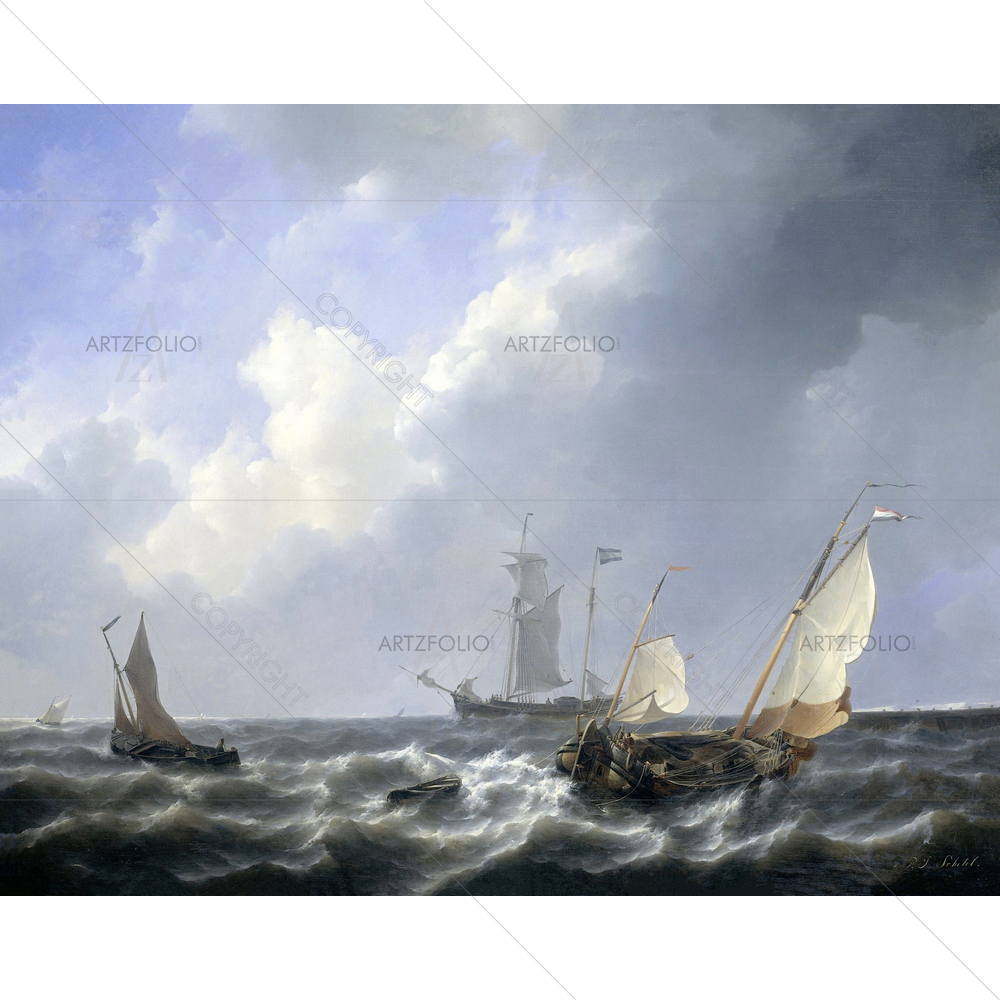 Seascape from Zeeland Waters, Petrus Schotel, 1825-27 — Devotional custom art by ArtzFolio