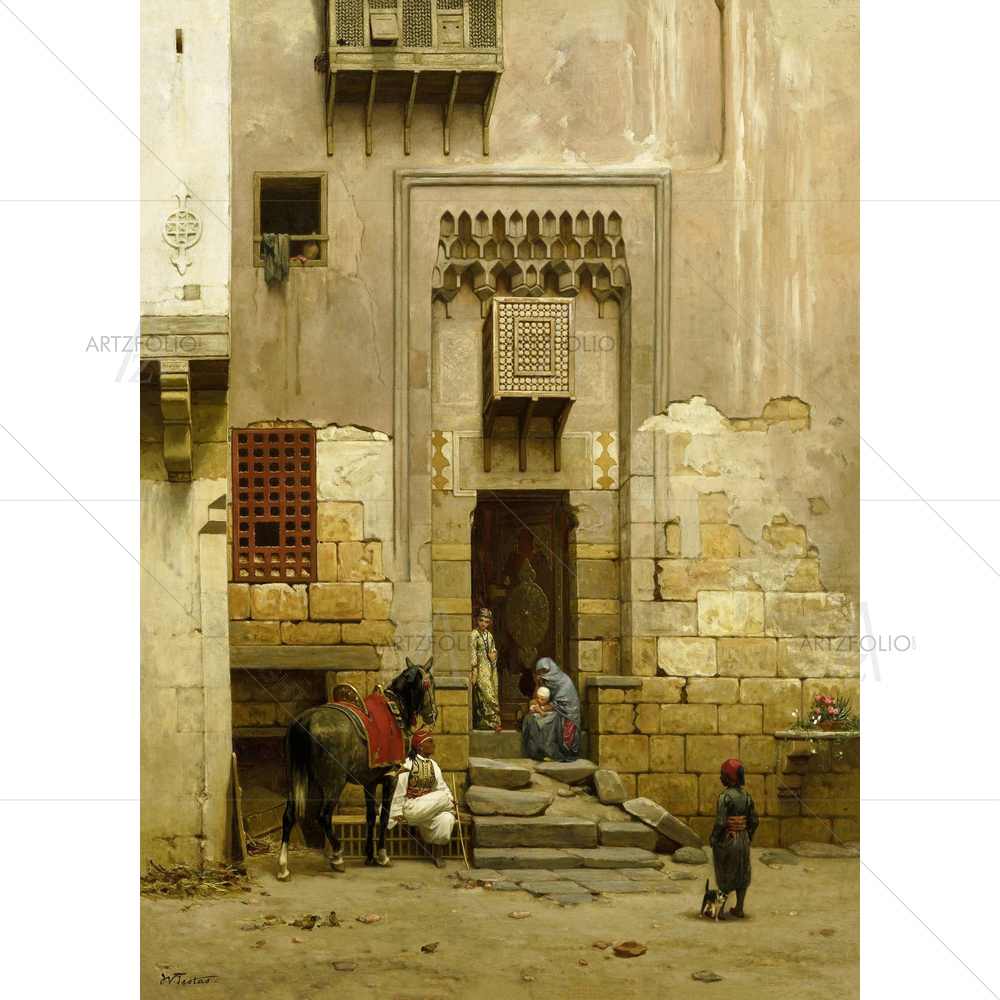 Courtyard of House in Cairo, Willem Testas, 1868-81 — Botanical custom art by ArtzFolio