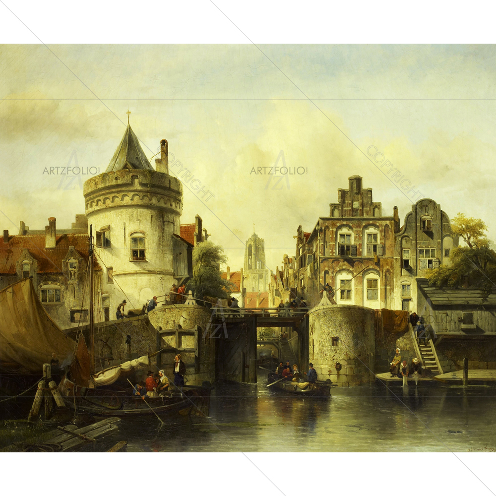 Imaginary View Amsterdam Kolksluis, Samuel Verveer, 1839 — custom-size art design 5010723