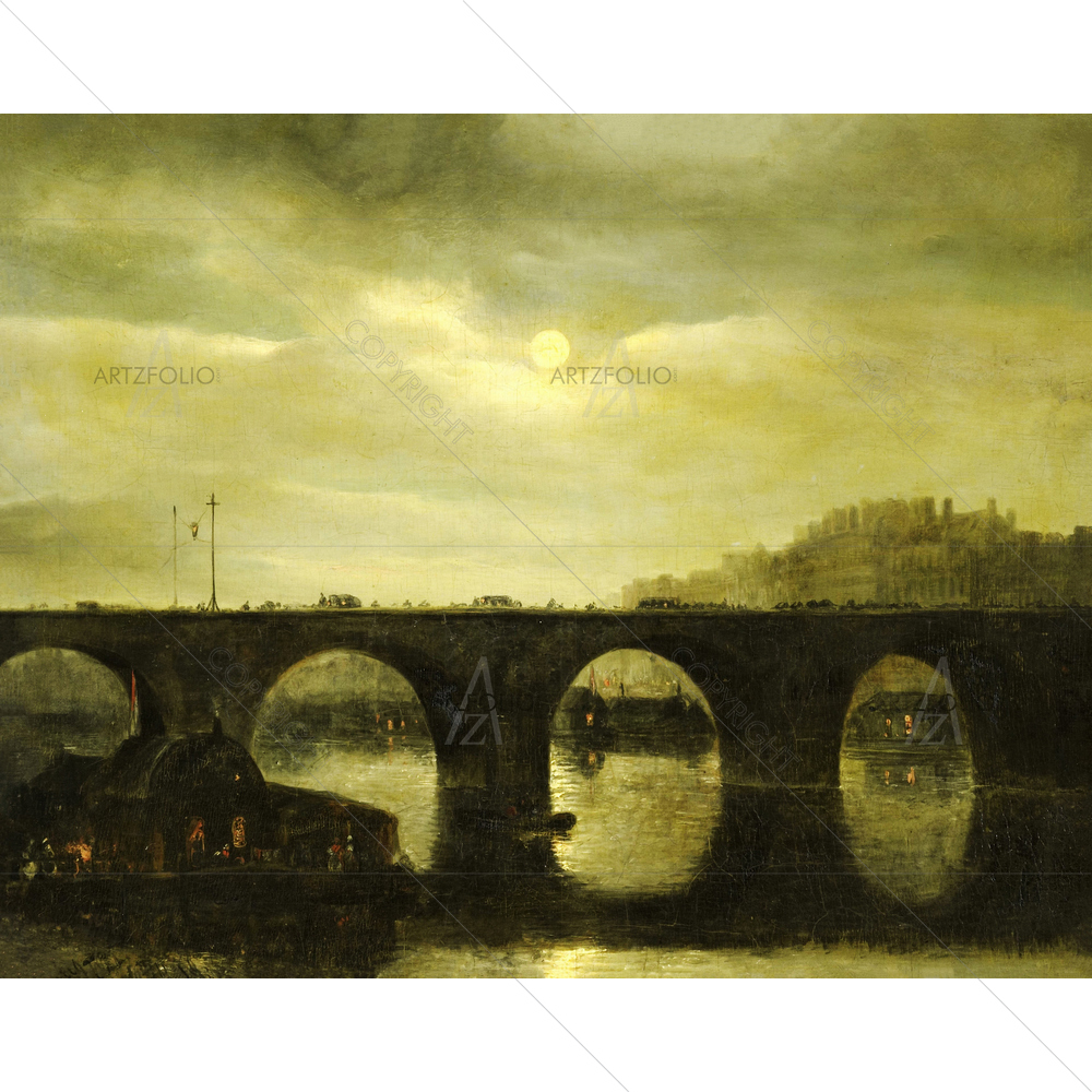 View of Bridge on Seine in Paris, Antonie Waldorp, 1835 — Ancient custom art by ArtzFolio
