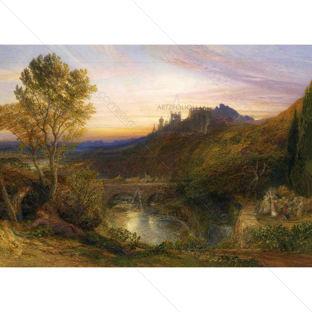 Towered City, Samuel Palmer, 1850-75 — Fluid marble custom art by ArtzFolio