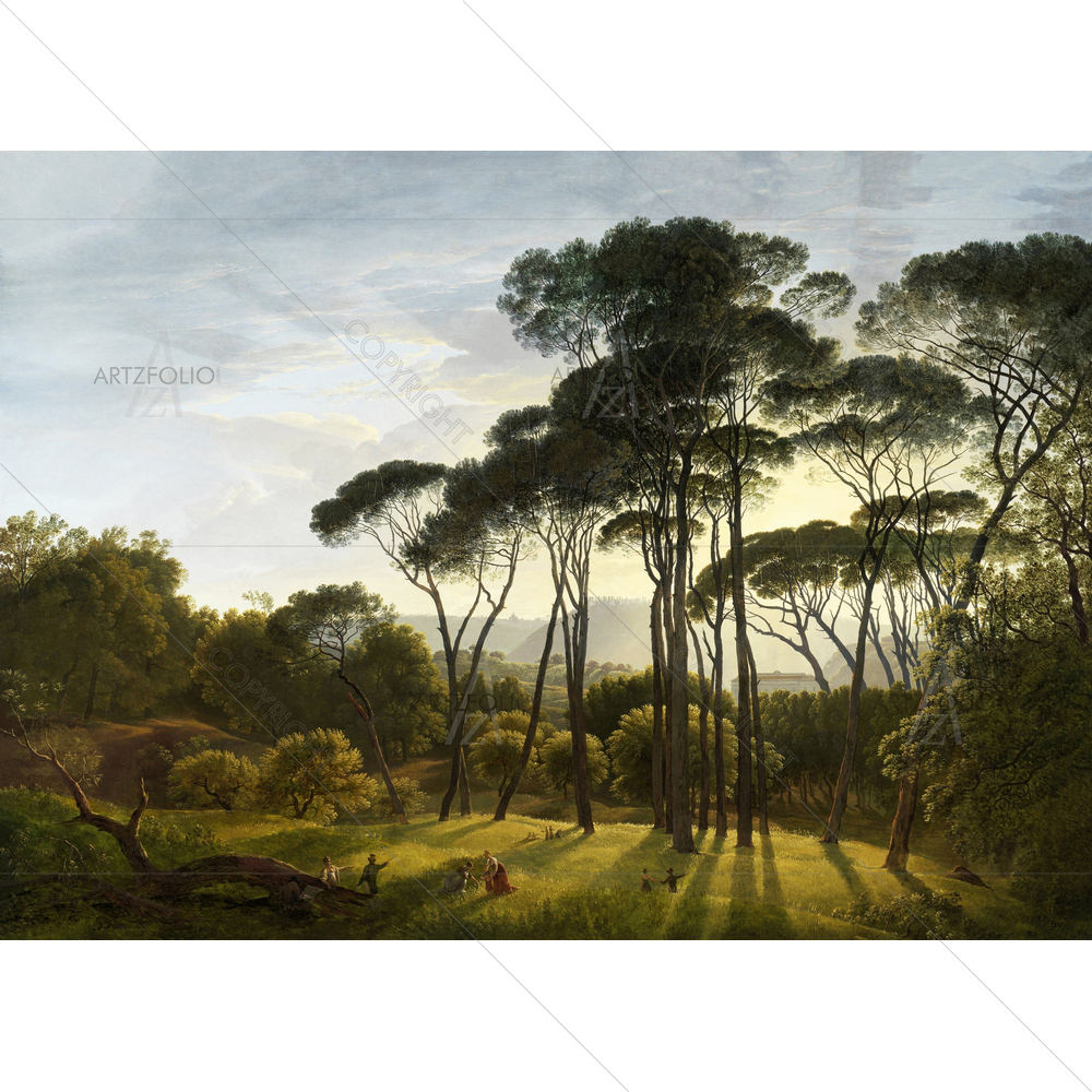 Italian Landscape with Umbrella Pines, Hendrik Voogd, 1805 — custom-size art design 5010729
