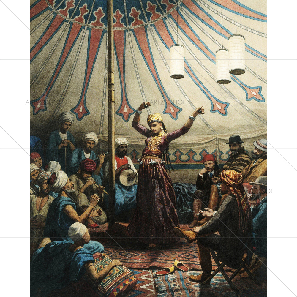 Egyptian Dancer in Tent, Willem Testas, 1863 — Ancient custom art by ArtzFolio