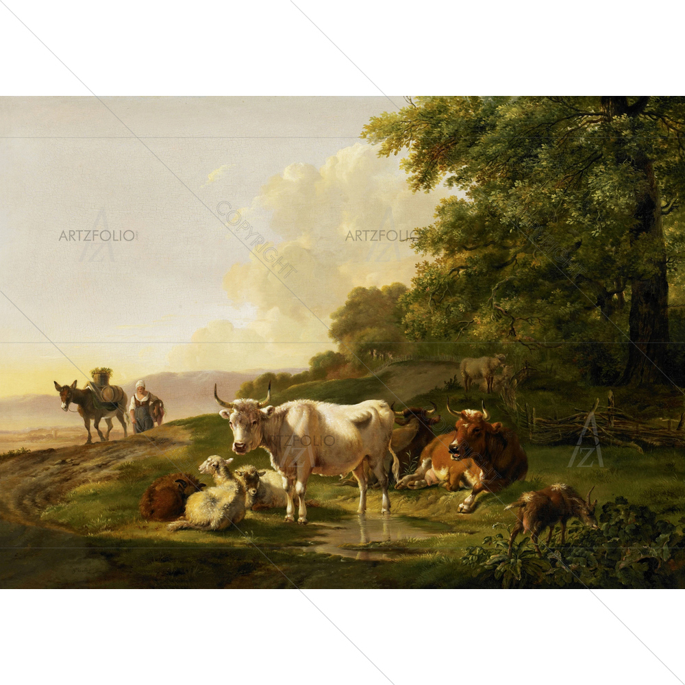 Landscape with Cattle, Pieter Gerardus, 1806 — custom-size art design 5010739