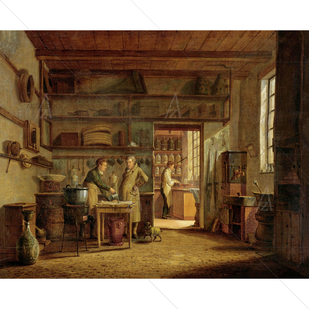 Apothecary Laboratory Interior, Johannes Jelgerhuis — Ancient custom art by ArtzFolio