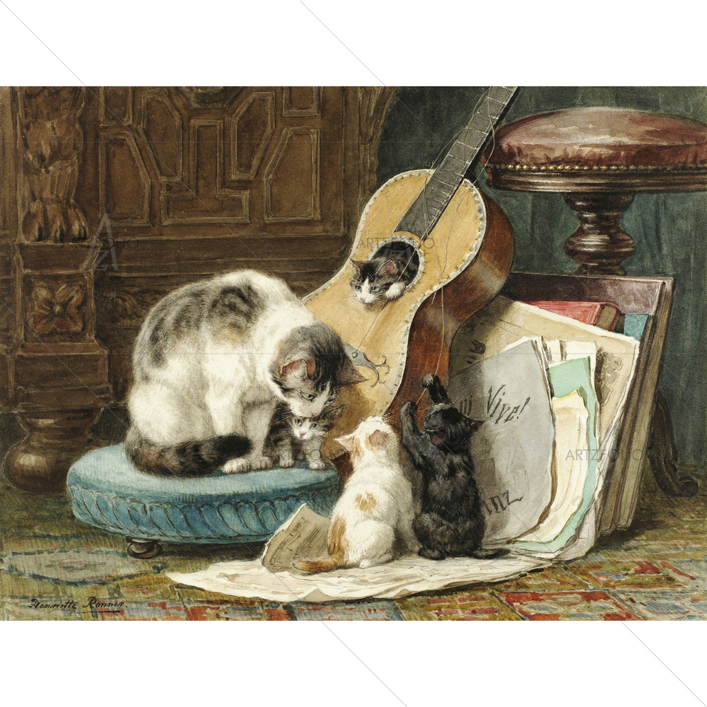 The Harmonists, Henriette Ronner, 1876-77 — custom-size art design 5010751