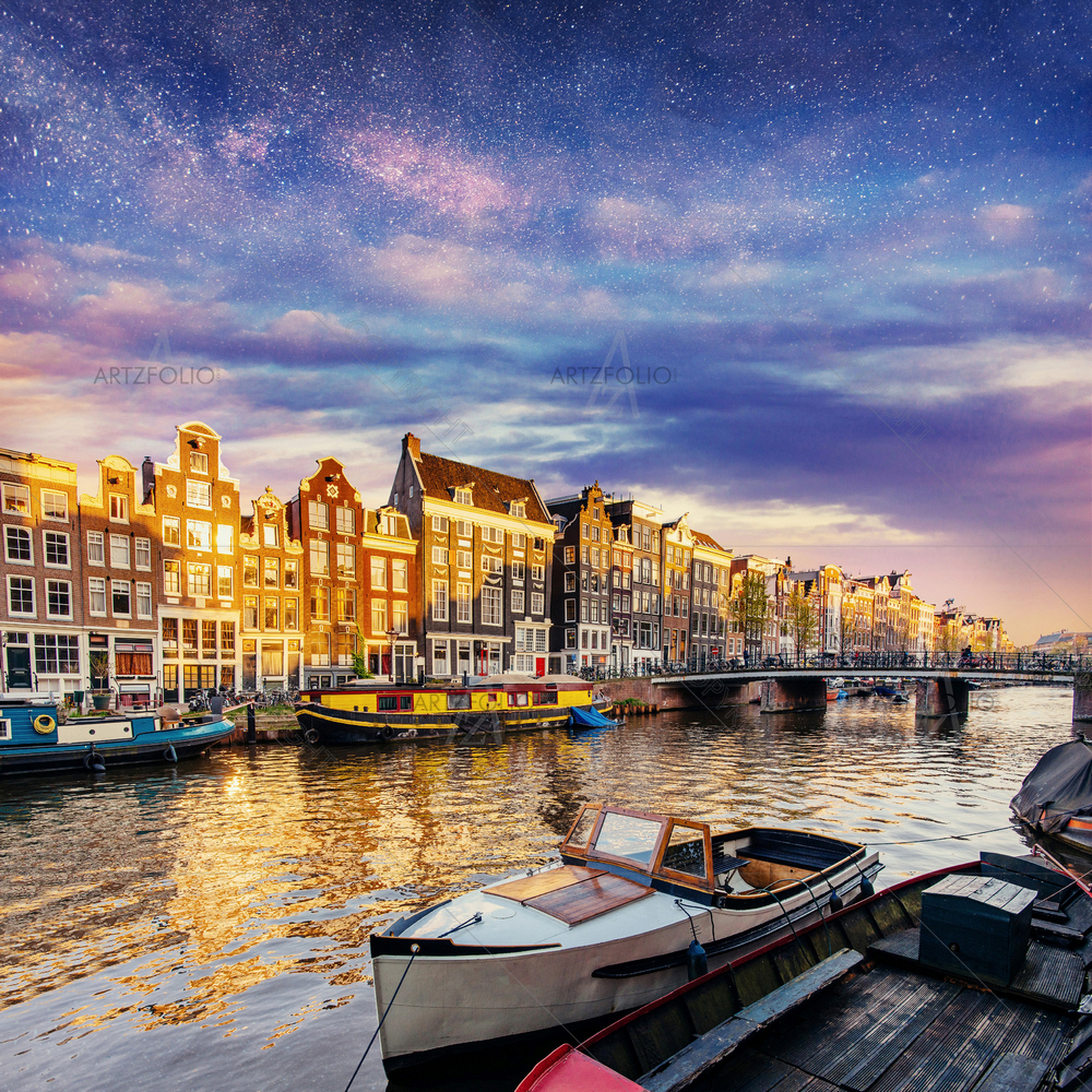 Night View, Amsterdam D4 — Devotional custom art by ArtzFolio