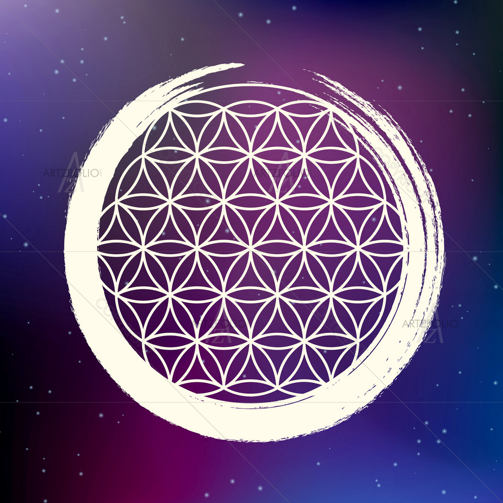 Flower of Life Symbol and Zen Circle — custom-size art design 5010768