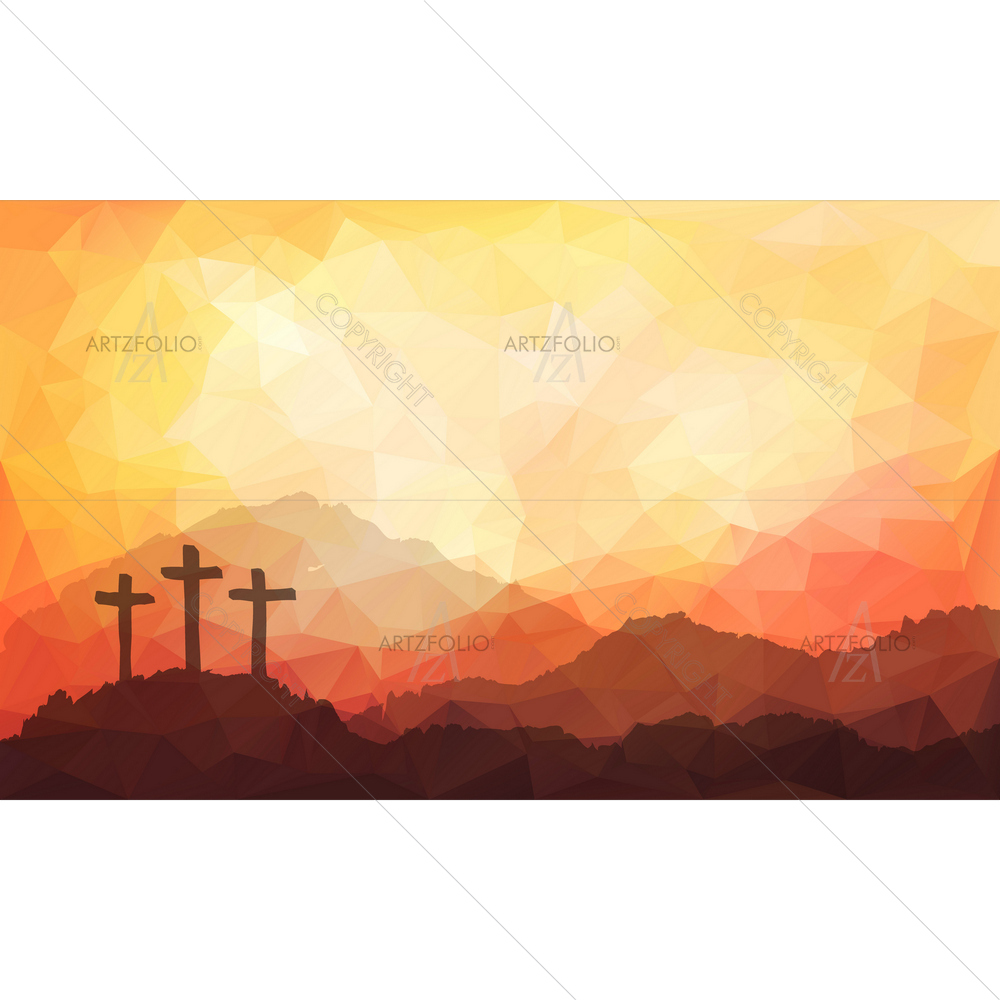 Easter Scene with Cross — Devotional custom art by ArtzFolio