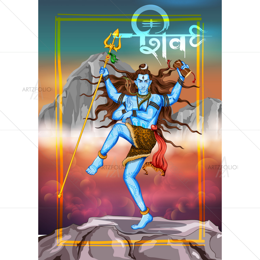 Hindu God Shiva Mahashivaratri — Devotional custom art by ArtzFolio