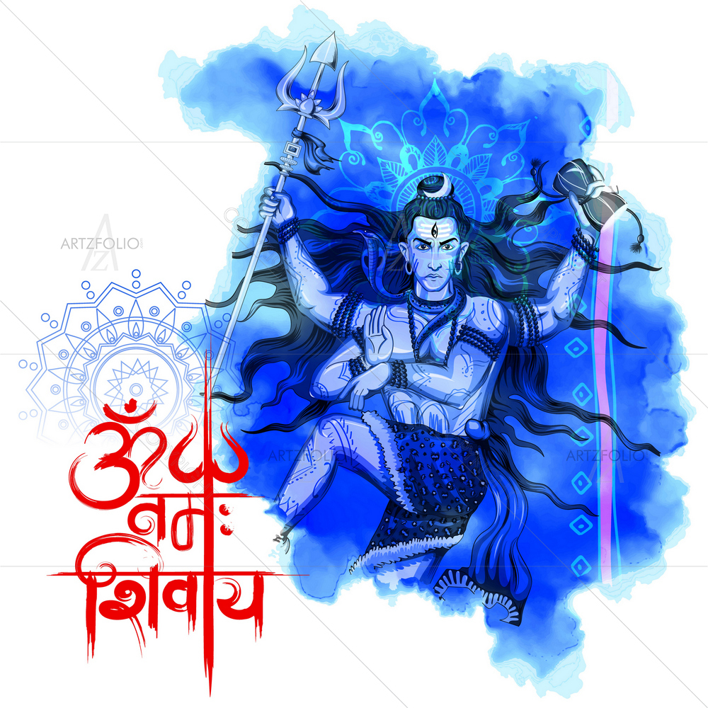 Hindu Lord Om Namah Shivaya D2 — Devotional custom art by ArtzFolio