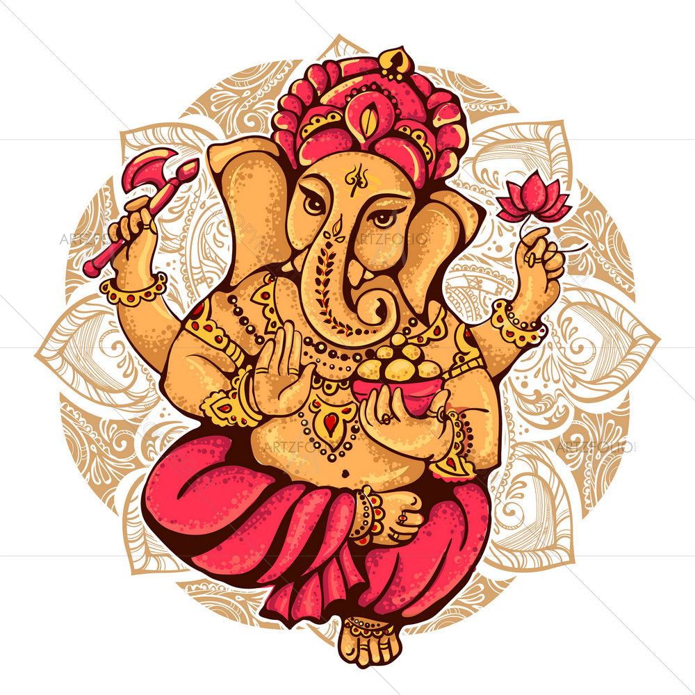 Hindu God Ganesha D12 — Devotional custom art by ArtzFolio