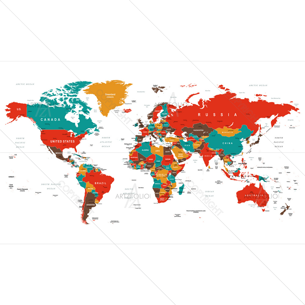 Colorful World Map D1 — custom-size art design 5010789