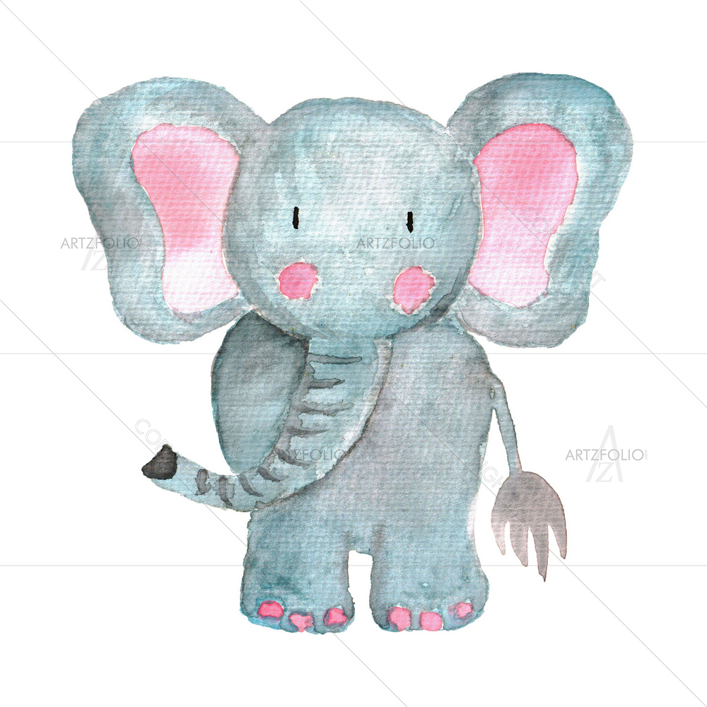 Watercolor Elephant D1 — African custom art by ArtzFolio