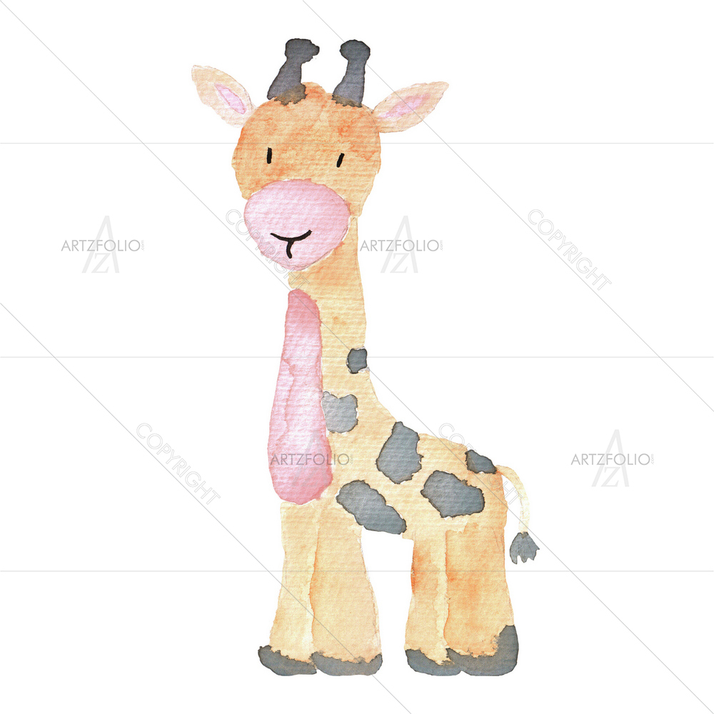 Watercolor Giraffe — African custom art by ArtzFolio