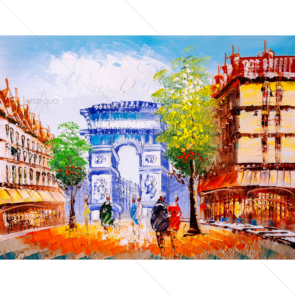 Street View of Paris, Italy D3 — custom-size art design 5010807