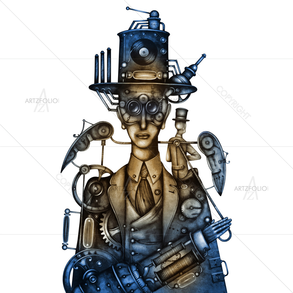Steampunk Man D4 — Ancient custom art by ArtzFolio