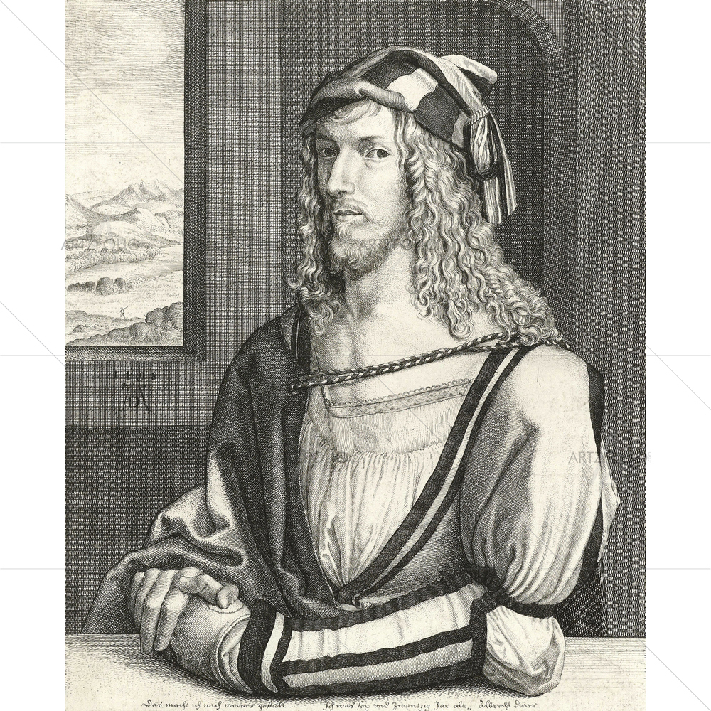 Portrait of Albrecht Durer, Wenceslaus Hollar, 1645 — custom-size art design 5010849