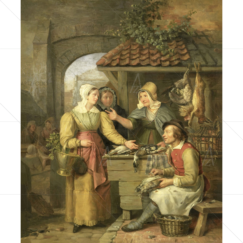 The Poultry Stall, Willem Engelberts, 1830 — Portraits custom art by ArtzFolio