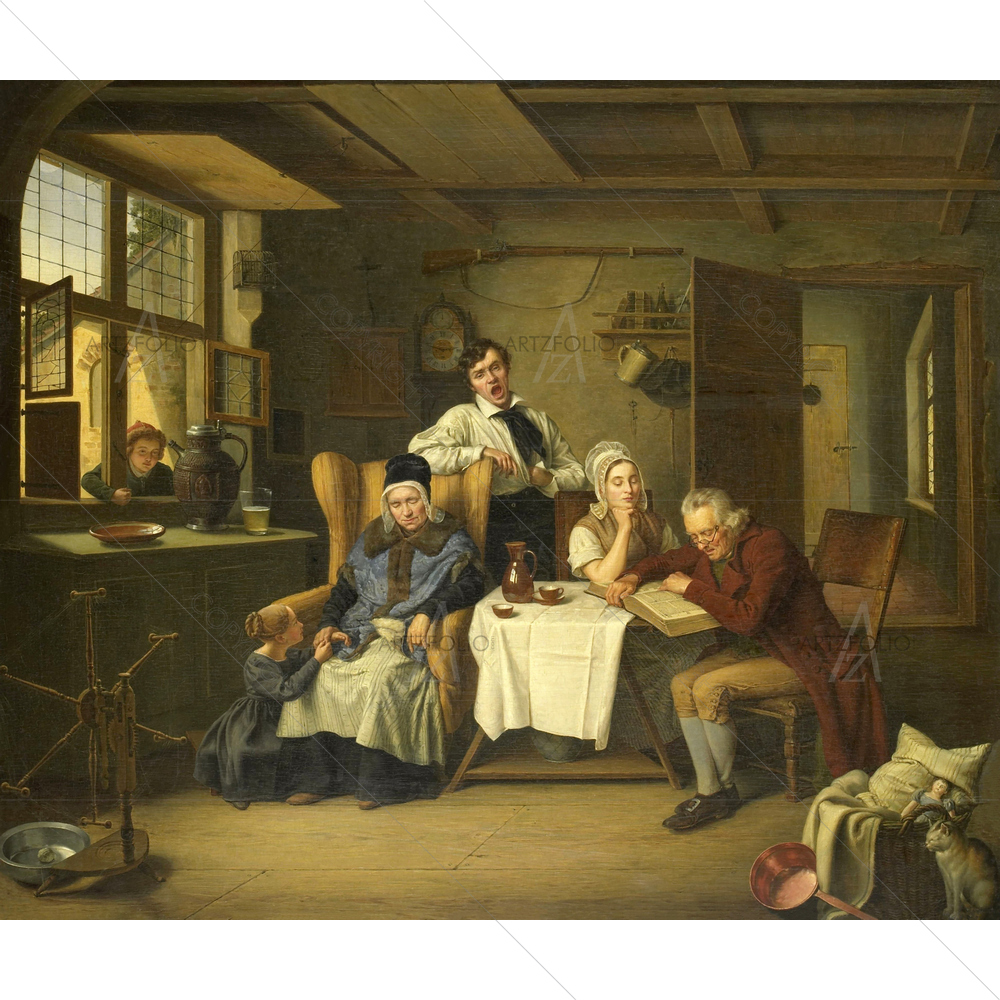 Bible Reading, Eduard Karl Gustav, 1831 — custom-size art design 5010854